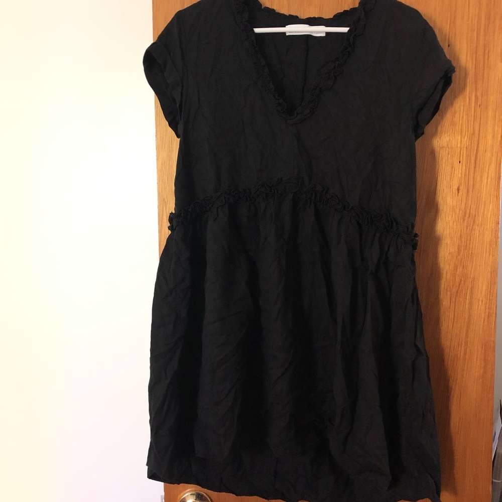 Zara Black Ruffle Dress V Neck Women’s Small S